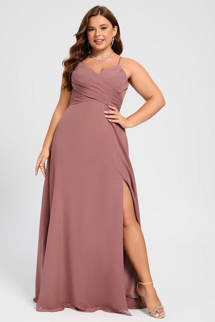 Robe de Soirée Mousseline Beige - gallery 6