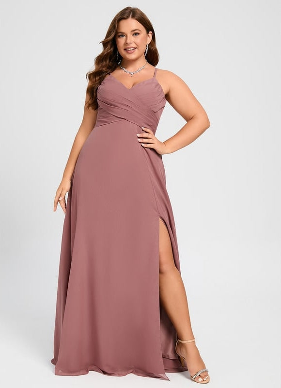 Robe de Soirée Mousseline Beige - gallery 6