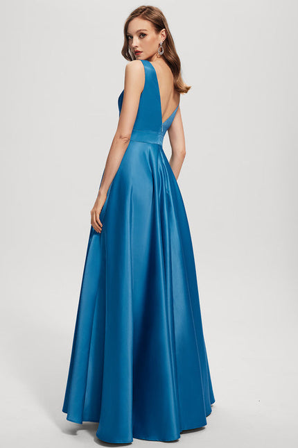 Robe de Soirée Satin Éclat Bleu - gallery 4