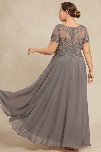 Robe de Soirée Élégance Grise Satinée - gallery 9