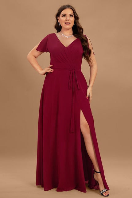 Robe de Soirée Mousseline Beige - gallery 4