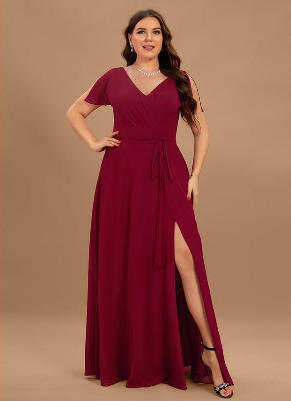 Robe de Soirée Mousseline Beige - gallery 4