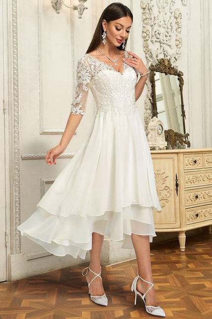 Robe De Soirée En Soie Blanche - gallery 1