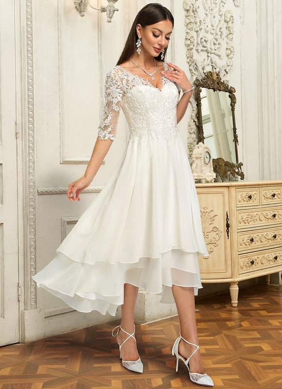 Robe De Soirée En Soie Blanche - gallery 1
