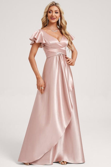 Robe de Soirée Satin Vert Pâle - gallery 2