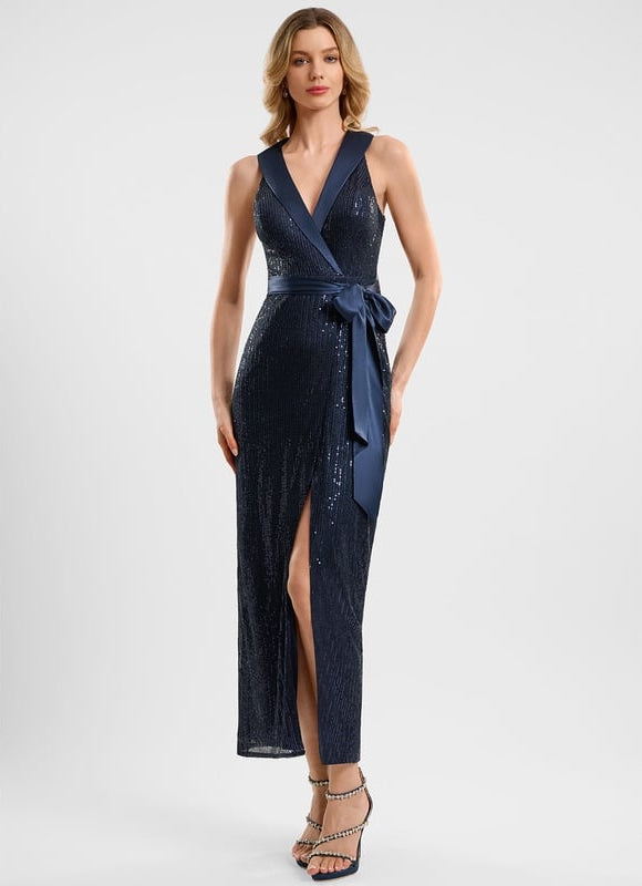 Robe De Soirée Bleue Paillettes - gallery 1