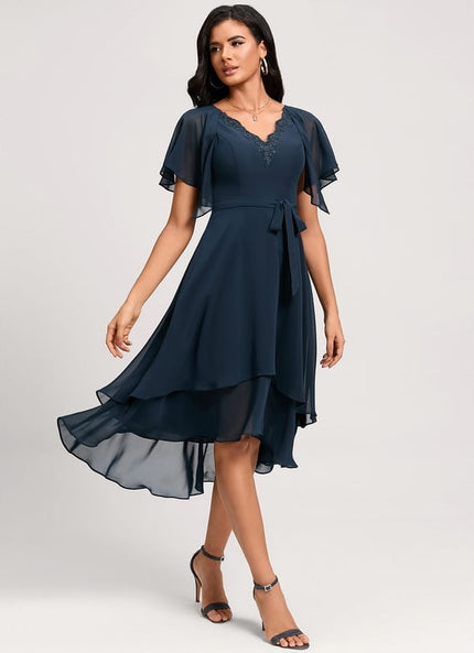 Robe de Soirée Flottante Marine