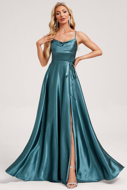 Robe de Soirée Satin Ras Du Sol