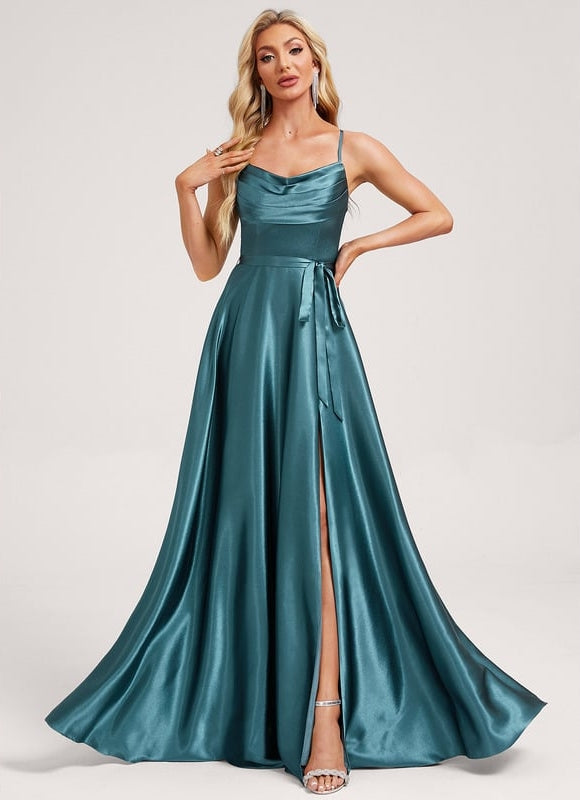 Robe de Soirée Satin Ras Du Sol