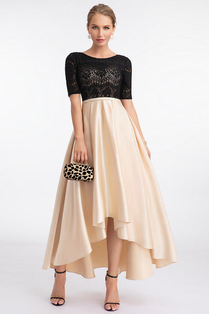 Robe de Soirée Satin Noir Doré