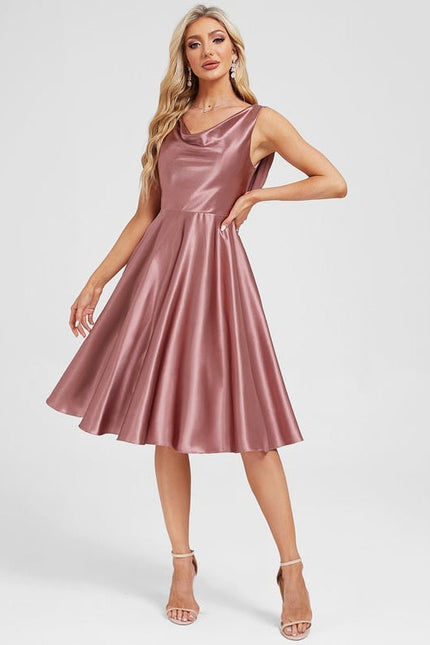 Robe de Soirée Satin Rose Chic - gallery 5