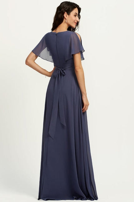 Robe de Soirée Mousseline Beige - gallery 5