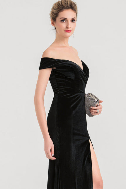 Robe de Soirée Velours Noir Élancé - gallery 2