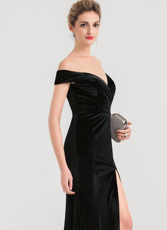 Robe de Soirée Velours Noir Élancé - gallery 2