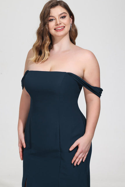 Robe de Soirée Longue Bleue Sirène Épaules Dénudées - gallery 7