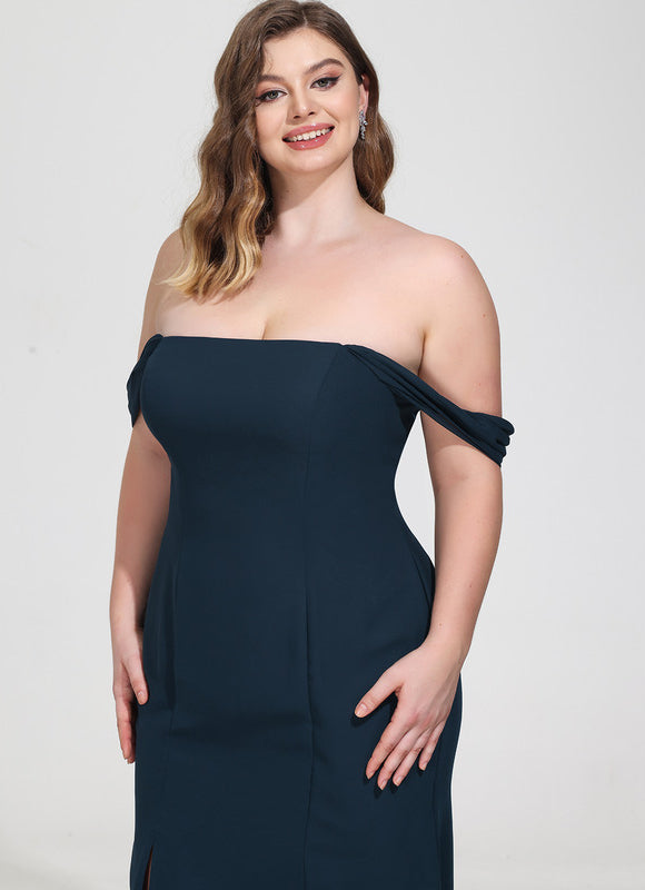 Robe de Soirée Longue Bleue Sirène Épaules Dénudées - gallery 7