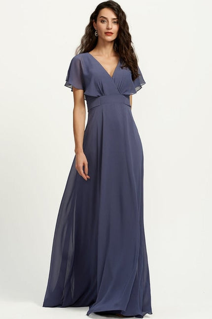 Robe de Soirée Mousseline Beige - gallery 1