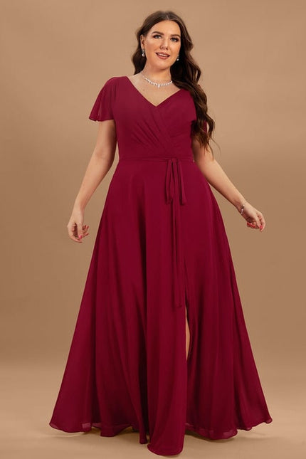 Robe de Soirée Mousseline Beige - gallery 6