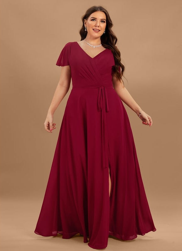 Robe de Soirée Mousseline Beige - gallery 6