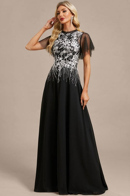 Robe de Soirée Noire Brodée - gallery 3