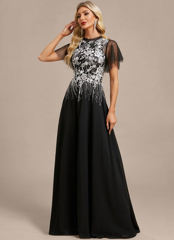 Robe de Soirée Noire Brodée - gallery 3