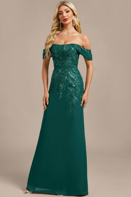 Robe de Soirée Émeraude Brodée - gallery 3