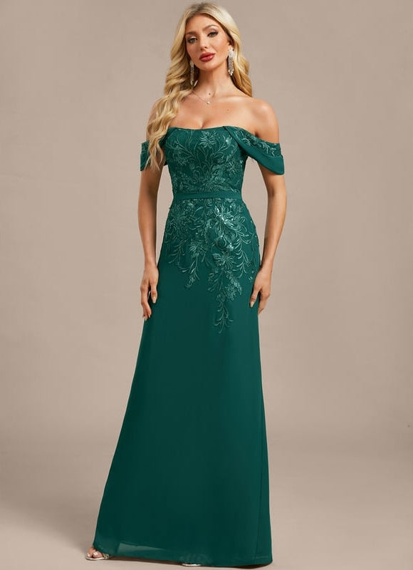 Robe de Soirée Émeraude Brodée - gallery 3