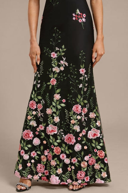 Robe de Soirée Noire Florale - gallery 7