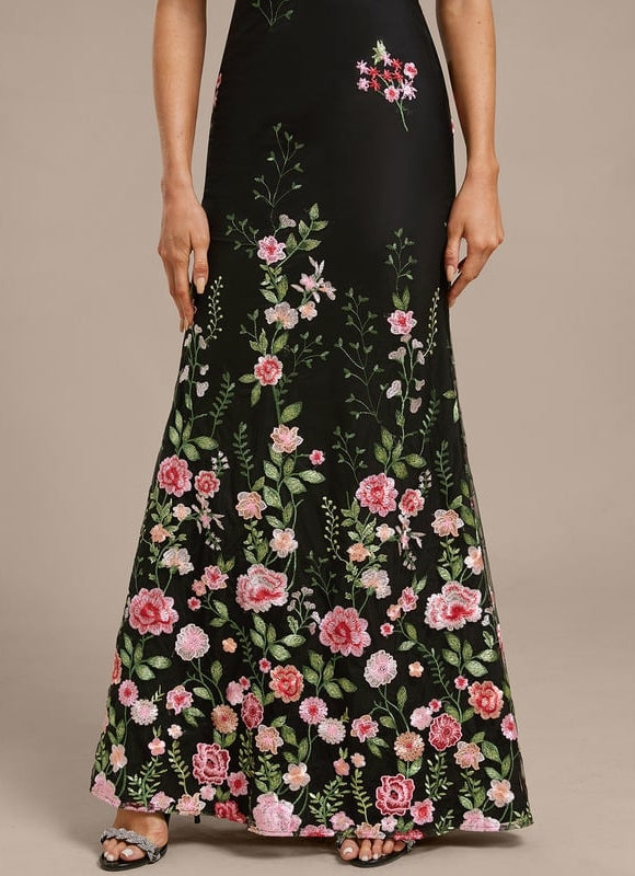 Robe de Soirée Noire Florale - gallery 7
