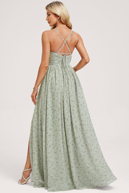 Robe de Soirée Mousseline Beige - gallery 4
