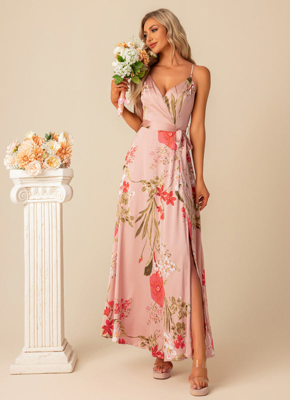 Robe de Soirée Floral Satinée