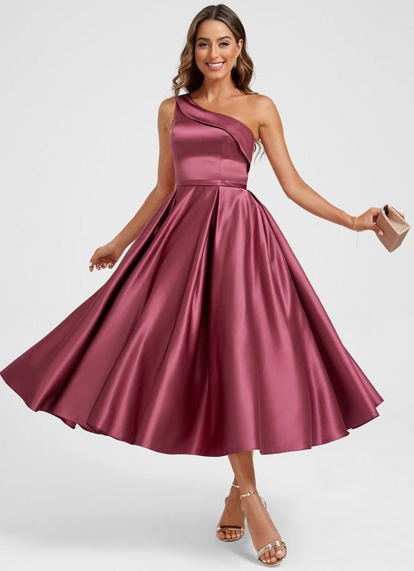 Robe de Soirée Satinée Cerise - gallery 2