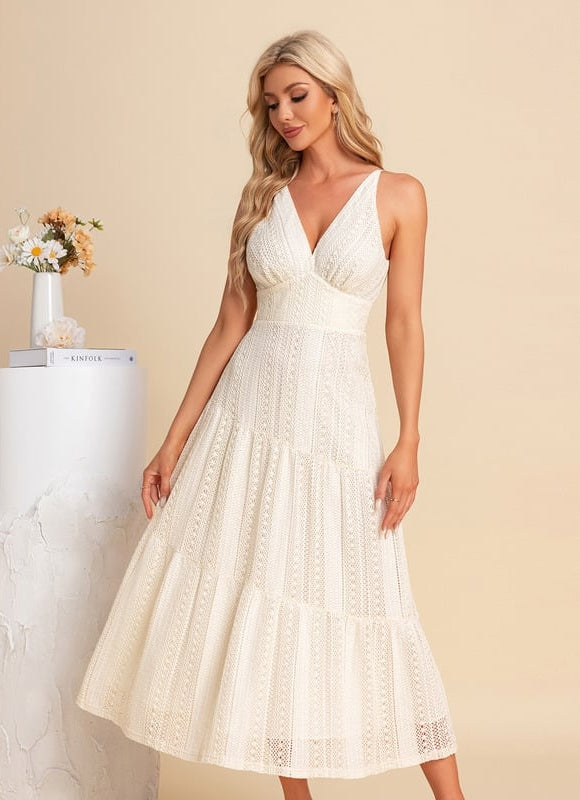 Robe de Soirée Écrue Texturée - gallery 5