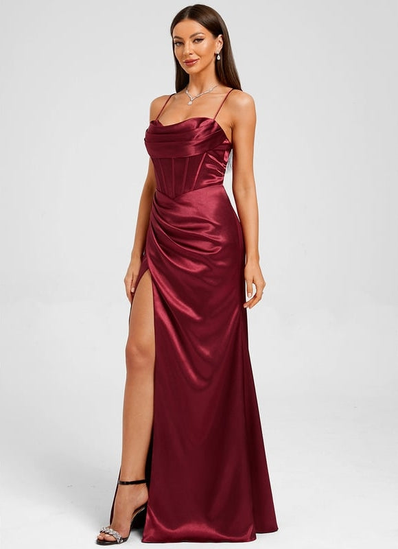 Robe de Soirée Bordeaux Élégante - gallery 1