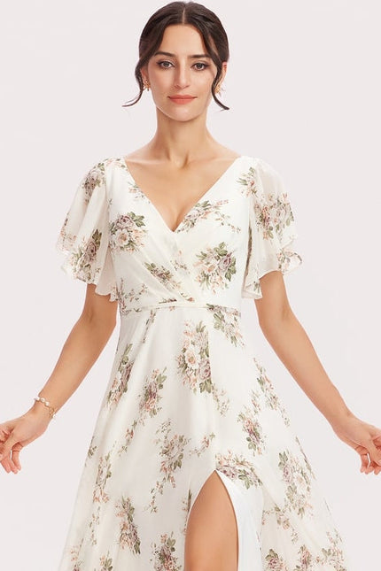 Robe de Soirée Mousseline Beige - gallery 3