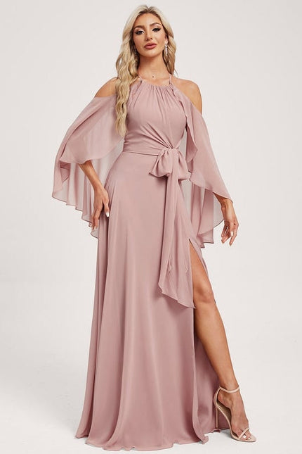 Robe de Soirée Rose Poudré Élégance - gallery 4