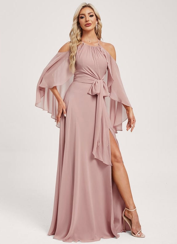 Robe de Soirée Rose Poudré Élégance - gallery 4