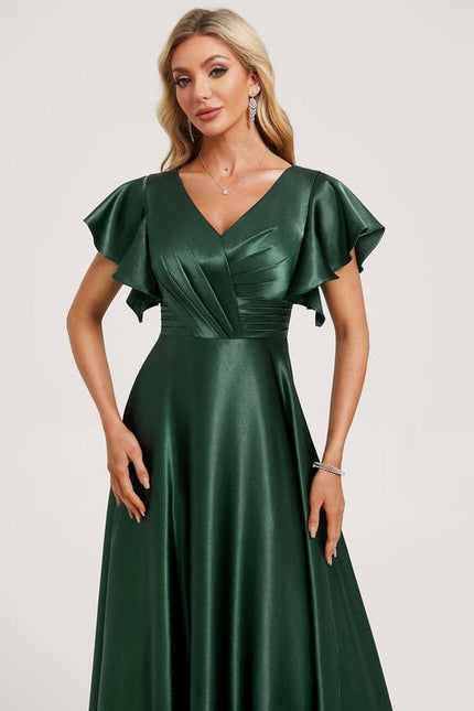 Robe de Soirée Satin Vert Pâle - gallery 3