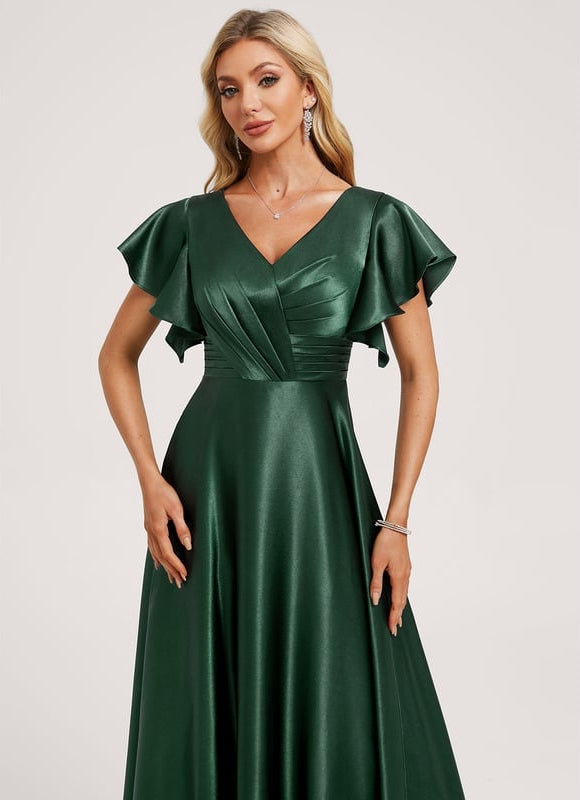Robe de Soirée Satin Vert Pâle - gallery 3