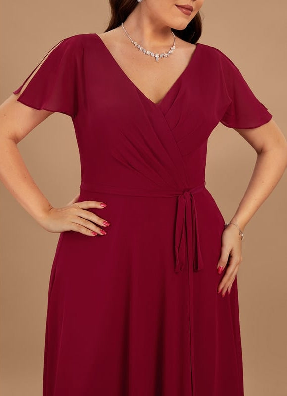 Robe de Soirée Mousseline Beige - gallery 7
