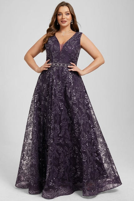 Robe de Soirée Violet Éclat Floral - gallery 9