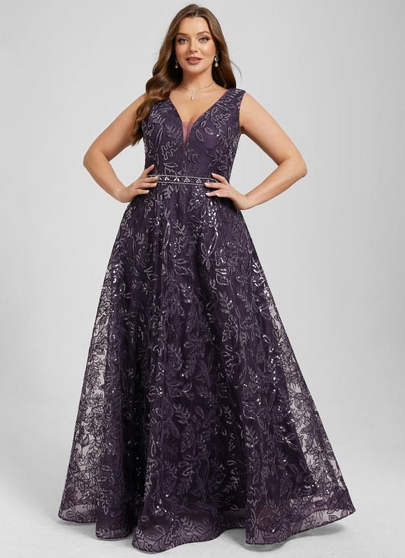 Robe de Soirée Violet Éclat Floral - gallery 9