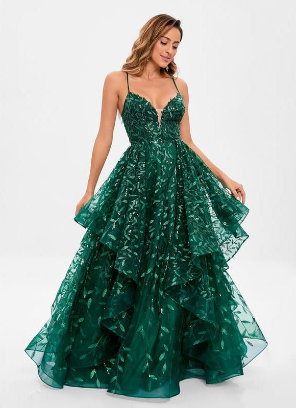 Robe De Soirée Dentelle Verte - gallery 4