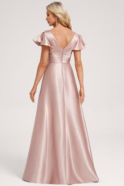 Robe de Soirée Satin Vert Pâle - gallery 4