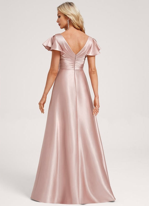 Robe de Soirée Satin Vert Pâle - gallery 4