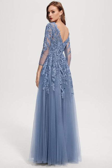 Robe de Soirée Tulle Grise - gallery 5