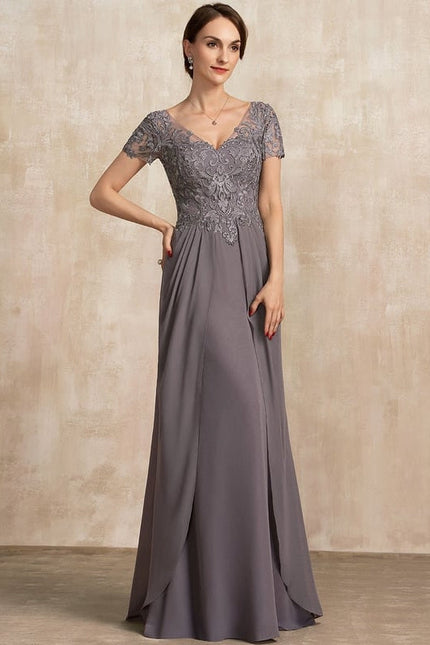 Robe de Soirée Élégance Grise Fendue - gallery 1