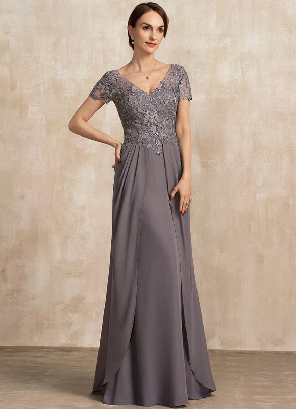 Robe de Soirée Élégance Grise Fendue - gallery 1