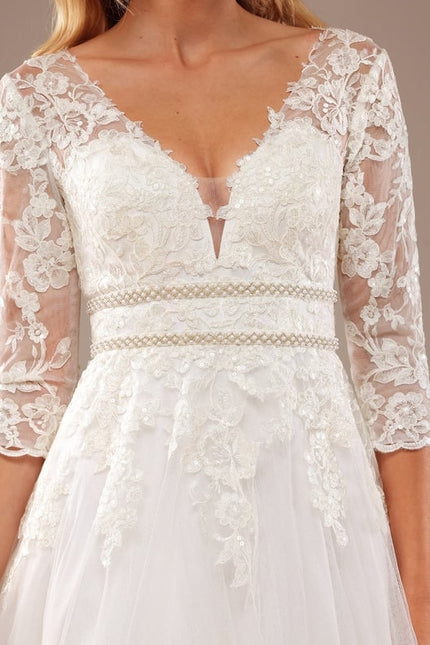 Robe De Soirée Longue Manche Bouffante - gallery 3