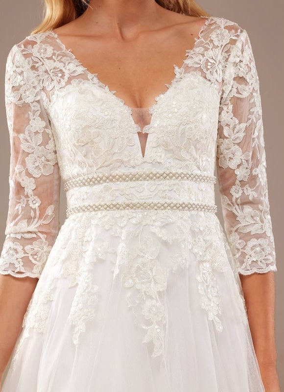 Robe De Soirée Longue Manche Bouffante - gallery 3